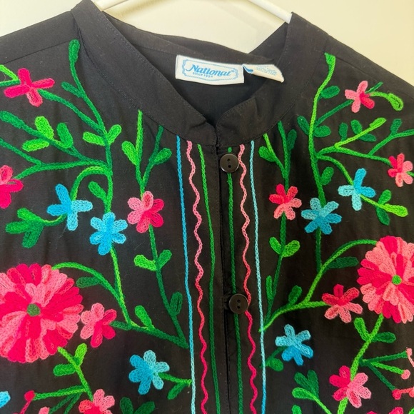 National Vibrant Embroidered Floral Lightweight Button Front Jacket Size Large - Picture 8 of 8